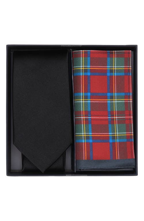 Brooks Brothers Solid Tie & Tartan Pocket Square Set In Multi