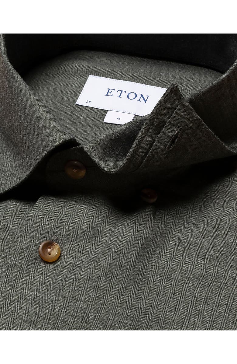 Eton Contemporary Fit Herringbone Flannel Cotton Shirt, Alternate, color,