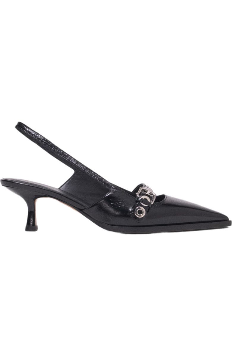 maje Leather pumps with eyelet strap, Alternate, color, Black