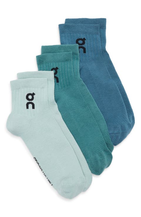 Assorted 3-Pack Logo Cotton Blend Quarter Socks