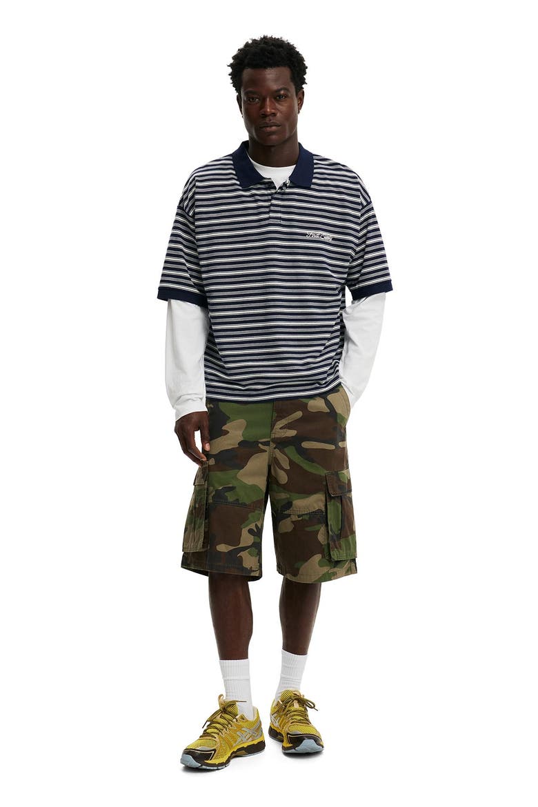 Men's Box Fit Short Sleeve Polo, Alternate, color, Navy Stripe