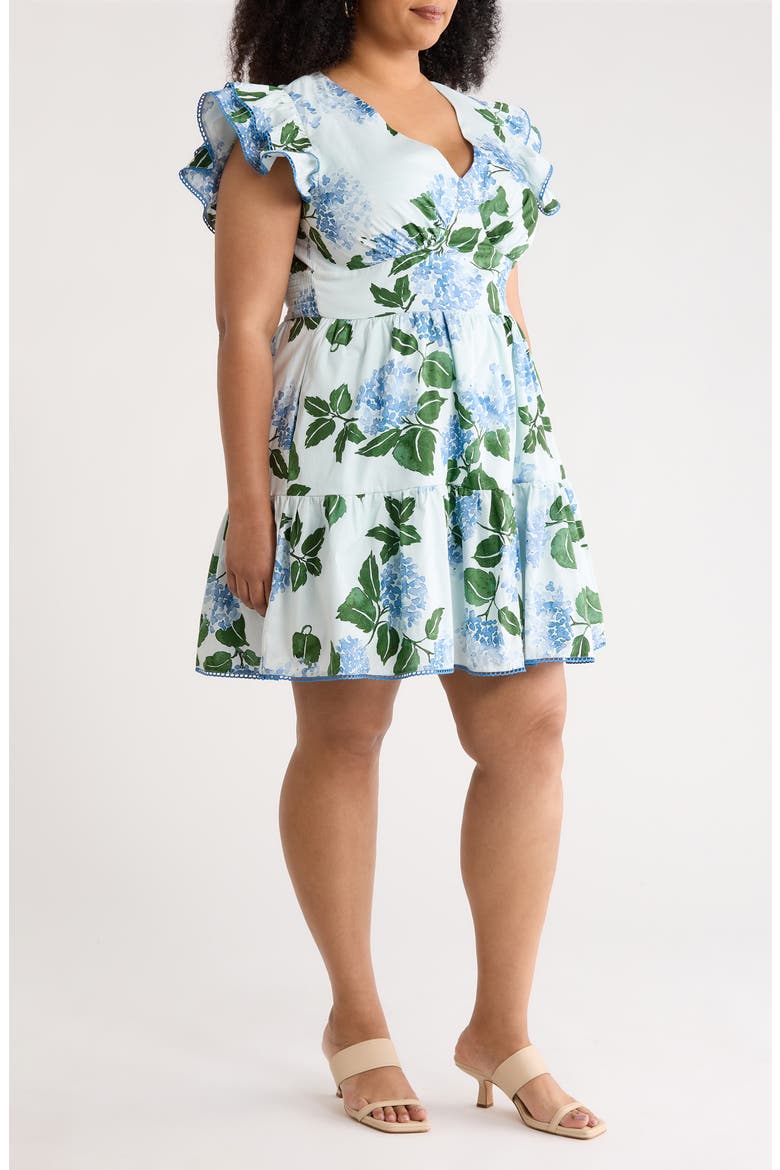 Mirla Floral Ruffle Dress, Alternate, color, BLUE/ GREEN MULTI