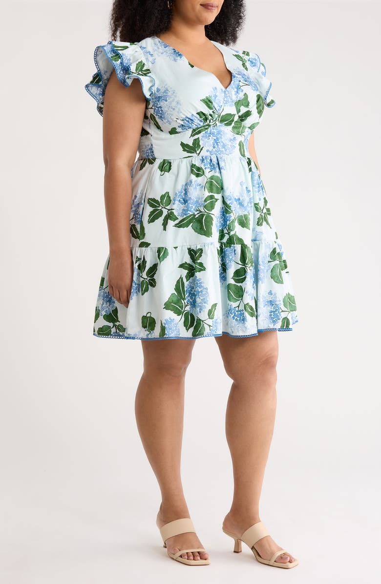 SUGARLIPS Mirla Floral Ruffle Dress, Alternate, color, Blue/ Green Multi
