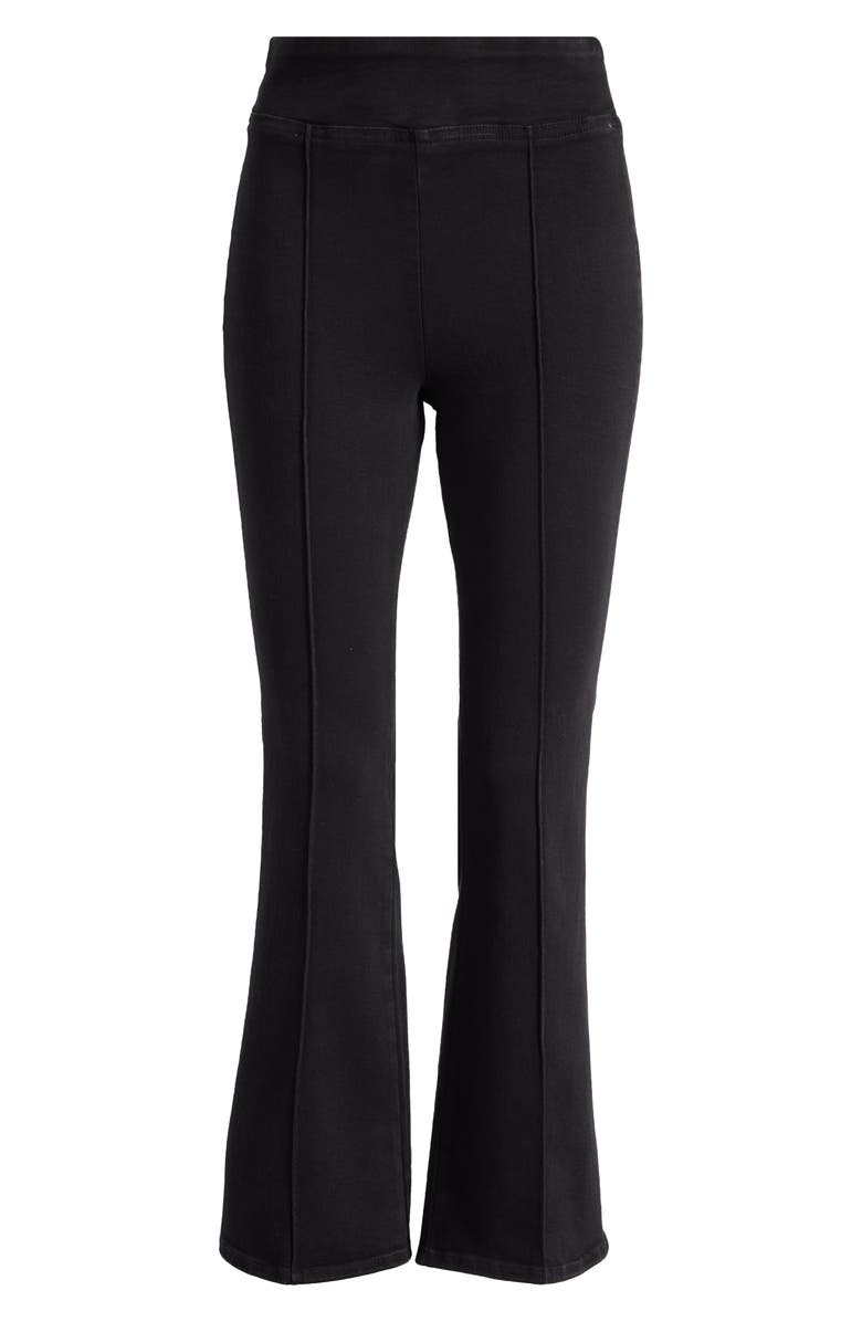 FRAME Jet Set Pintuck Crop Mini Bootcut Pull-On Jeans, Alternate, color, Sheen Noir