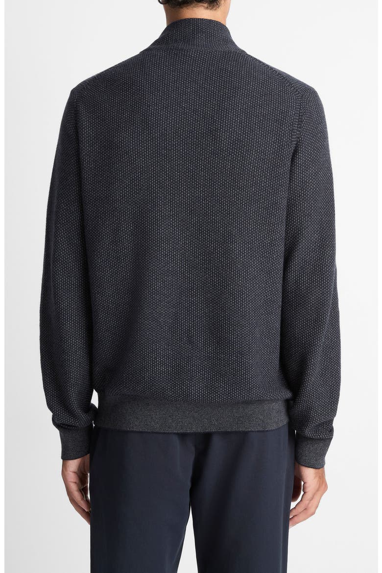 Geometric Jacquard Wool & Cashmere Quarter Zip Pullover, Alternate, color, COASTAL/ MEDIUM HEATHER GREY