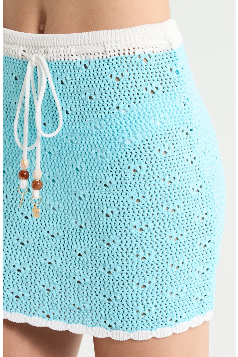 Drawstring Knit Miniskirt, Alternate, color, PRETTY BLUE