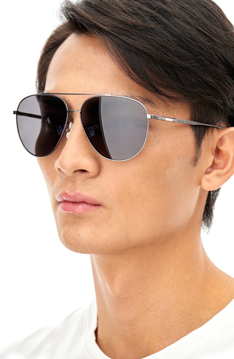 BOSS 63mm Polarized Aviator Sunglasses, Alternate, color, 