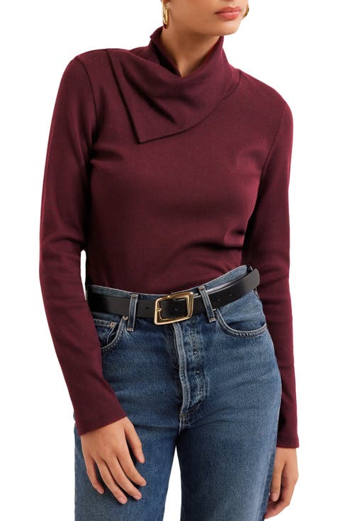 Rhonda Drape Neck Rib Sweater