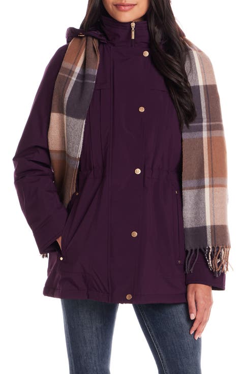 Water Resistant Insulated Stadium Coat with Removable Hood