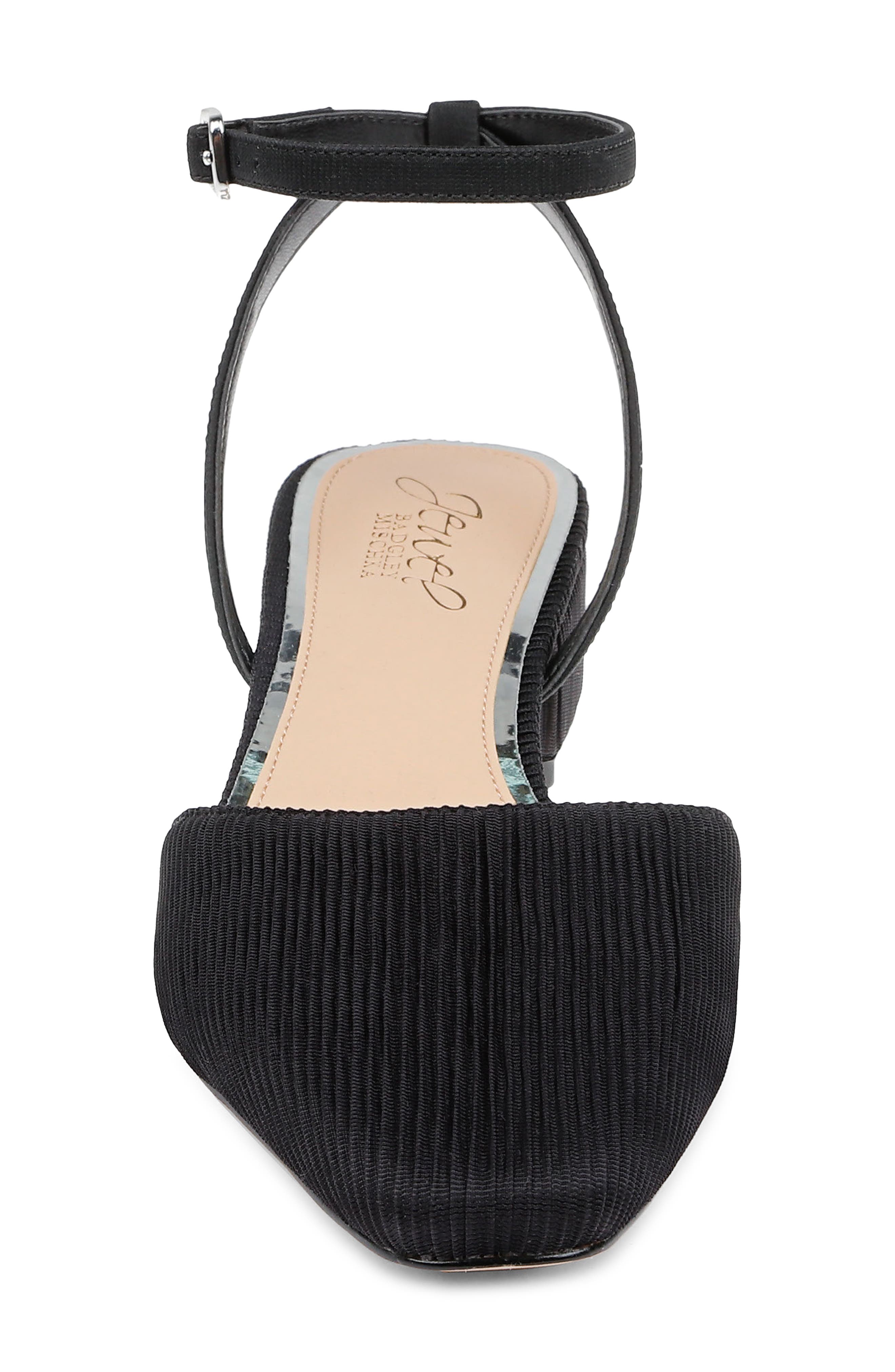 Jewel Badgley Mischka Stacy Ankle Strap Pump, Alternate, color, Black Fabric