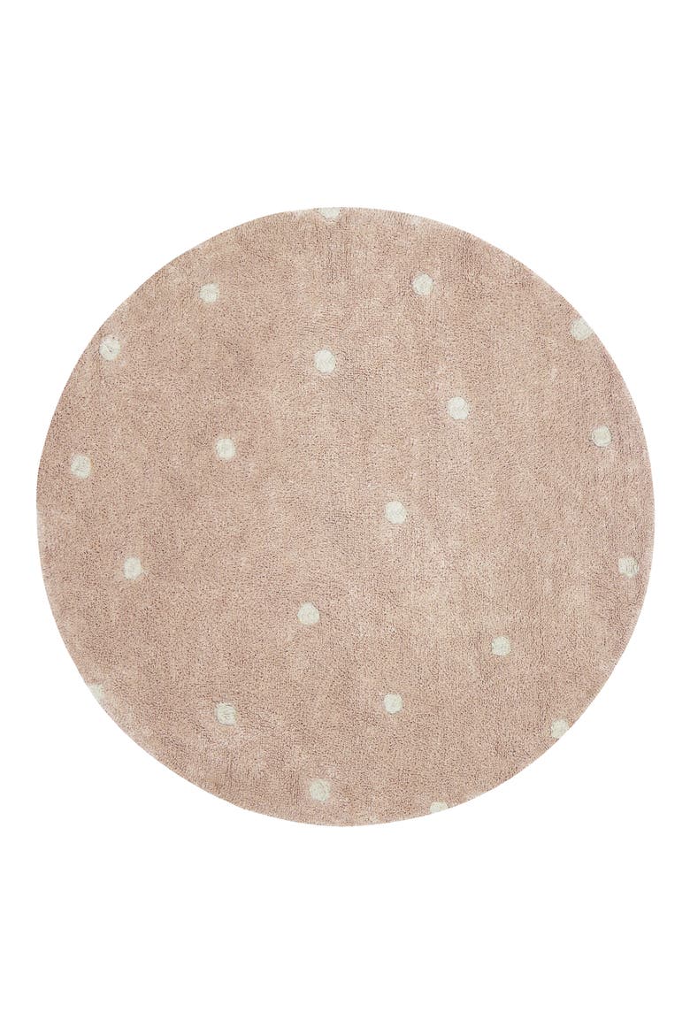 Kids' Wasahable Round Dot Play Rug, Main, color, ROSE NATURAL