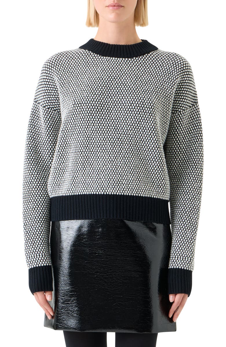 Akris punto 3D Dot Wool & Cashmere Sweater, Main, color, Cream-Black