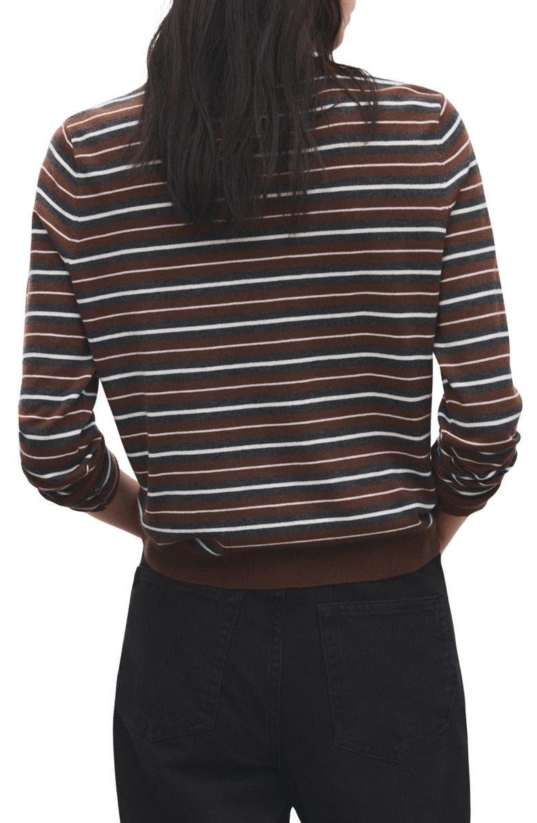 MANGO Stripe Crewneck Sweater, Alternate, color, Caramel