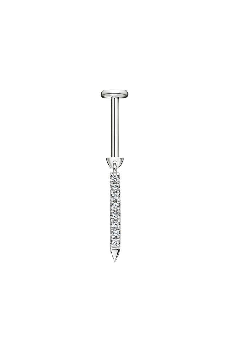 MARIA TASH Diamond Eternity Single Bar Charm Stud Earring, Alternate, color, 18K White Gold/ Diamond