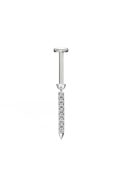 Maria Tash Diamond Eternity Single Bar Charm Stud Earring In Silver