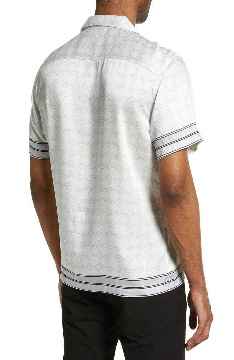 Reiss Suarez Woven Short Sleeve Button-Up Camp Shirt, Alternate, color, Soft Grey