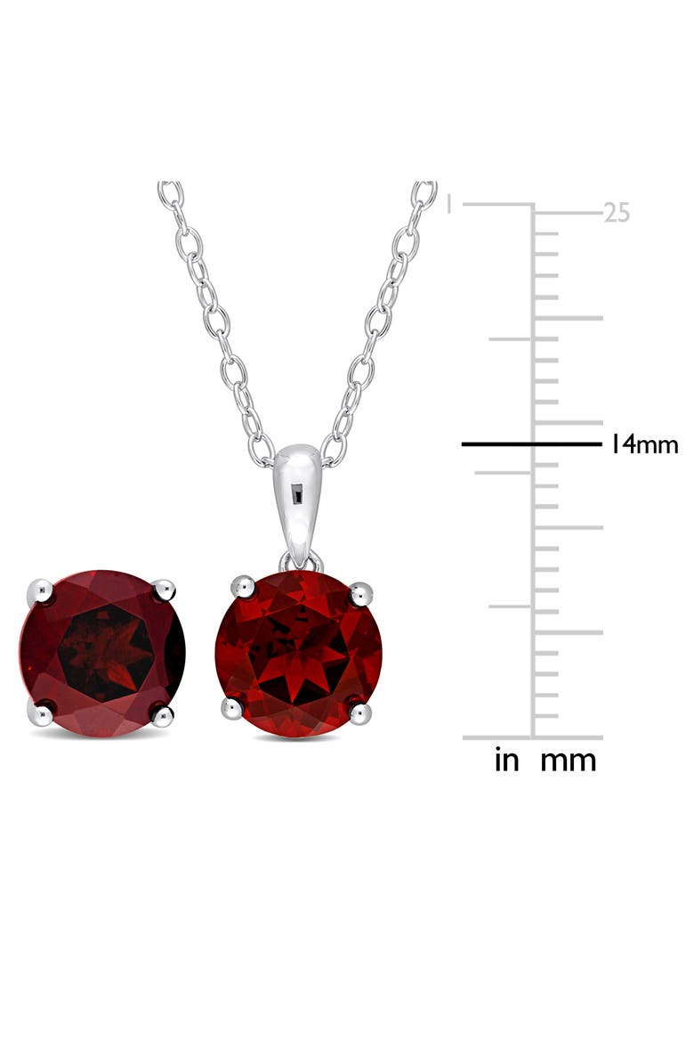 Garnet Solitaire Pendant Necklace & Stud Earrings Set, Alternate, color, RED