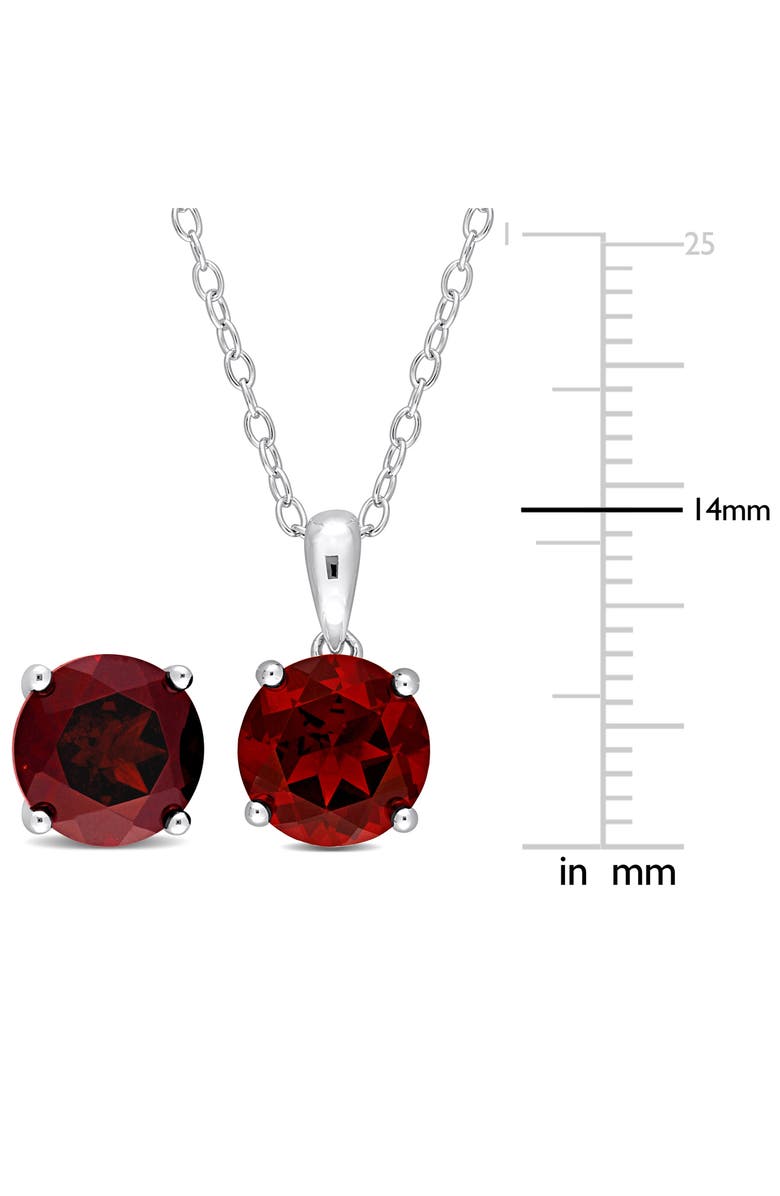 DELMAR Garnet Solitaire Pendant Necklace & Stud Earrings Set, Alternate, color, Red