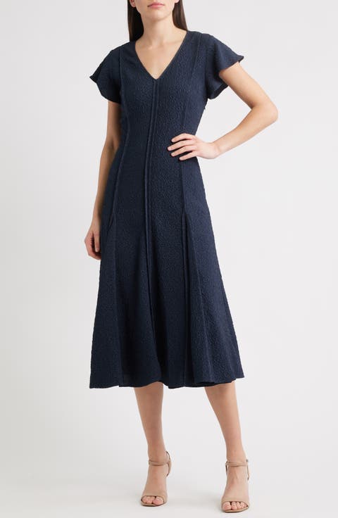Flutter Sleeve Jacquard Cocktail Dress