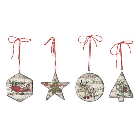 Metal Multicolored Christmas Hymn Ornament Set of 4