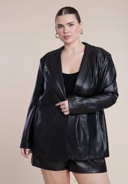 ELOQUII Perforated Faux Leather Blazer