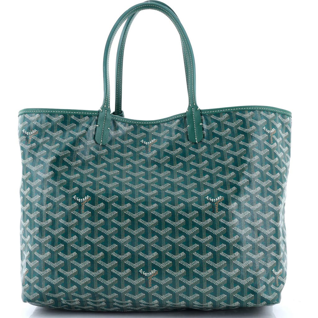 Pre-owned Goyard Goyard Saint Louis Tote Coated Canvas Pm In Green