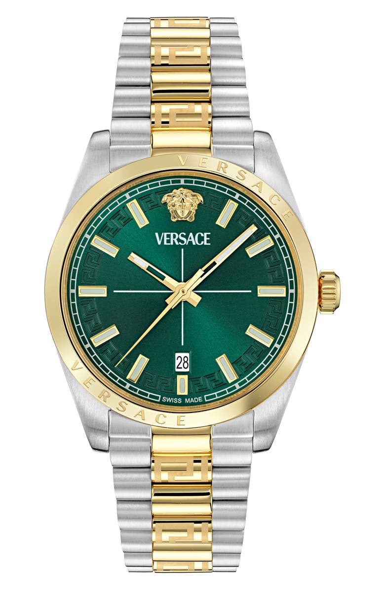 Versace Millenyium Two-Tone Bracelet Watch, 40mm, Main, color, Two Tone Green