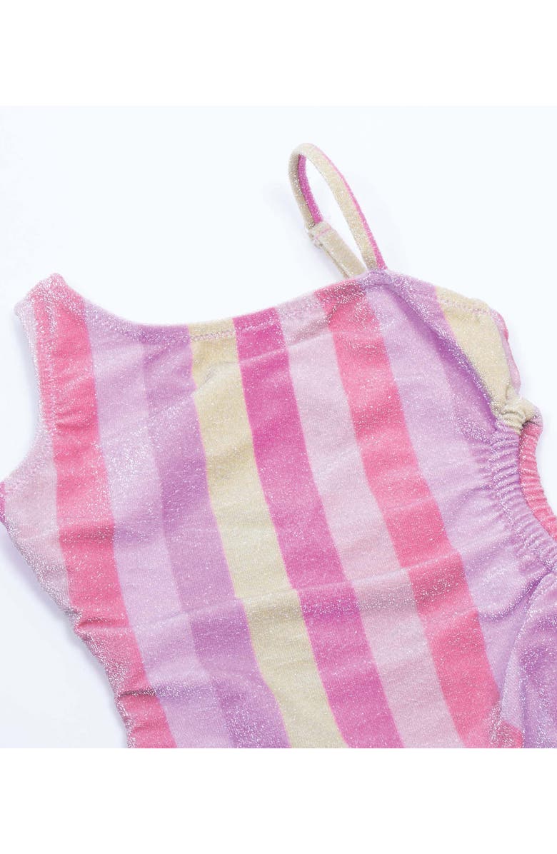 Shade Critters Kids' Metallic Stripe One-Shoulder One-Piece Swimsuit, Alternate, color, 