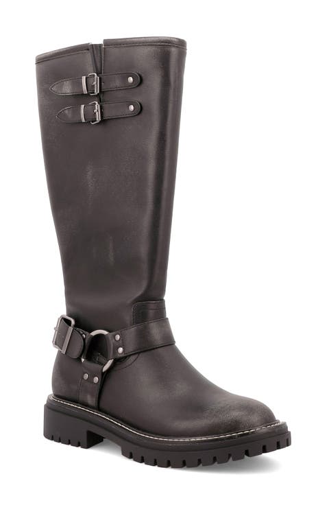 Franco Knee High Moto Boot (Women) (Wide Calf)