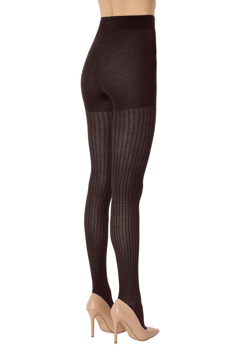 Virgin Wool Blend Net Effect Tights, Alternate, color, DARK WOOD