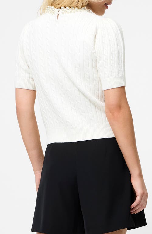 French Connection Embellished Short Sleeve Sweater In White