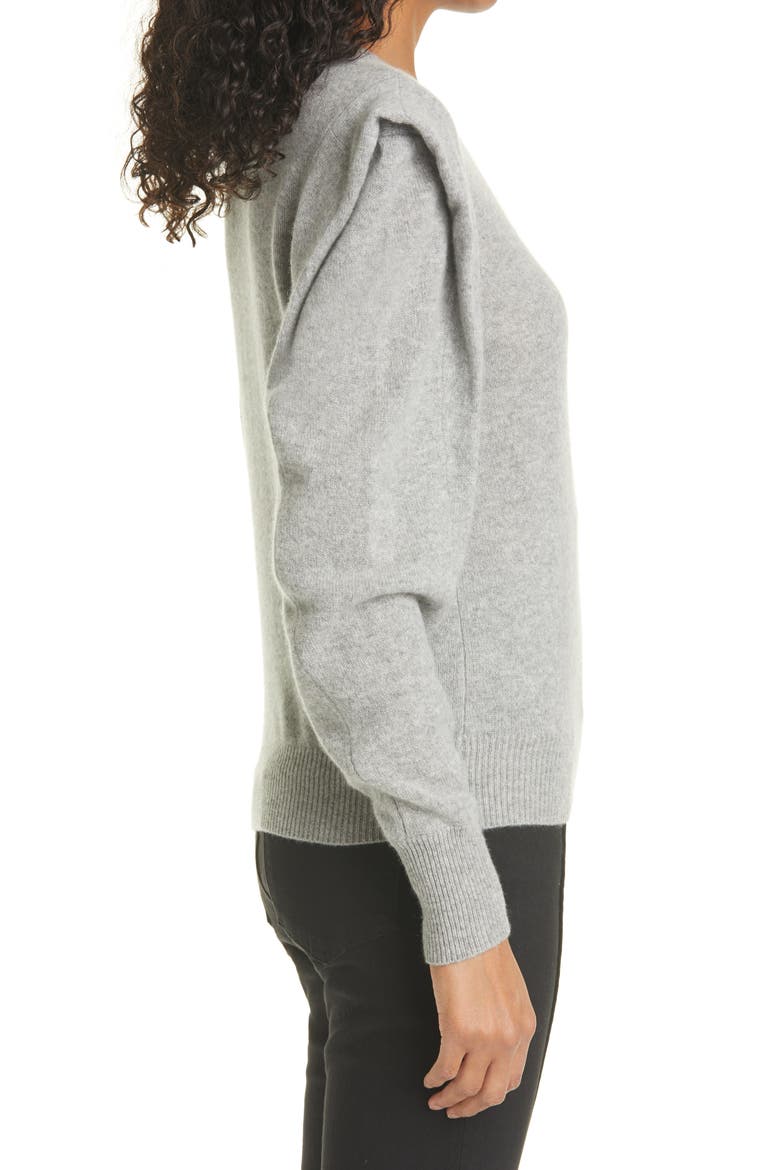 Kennedy Folded Shoulder Cashmere Sweater, Alternate, color, GRIS HEATHER