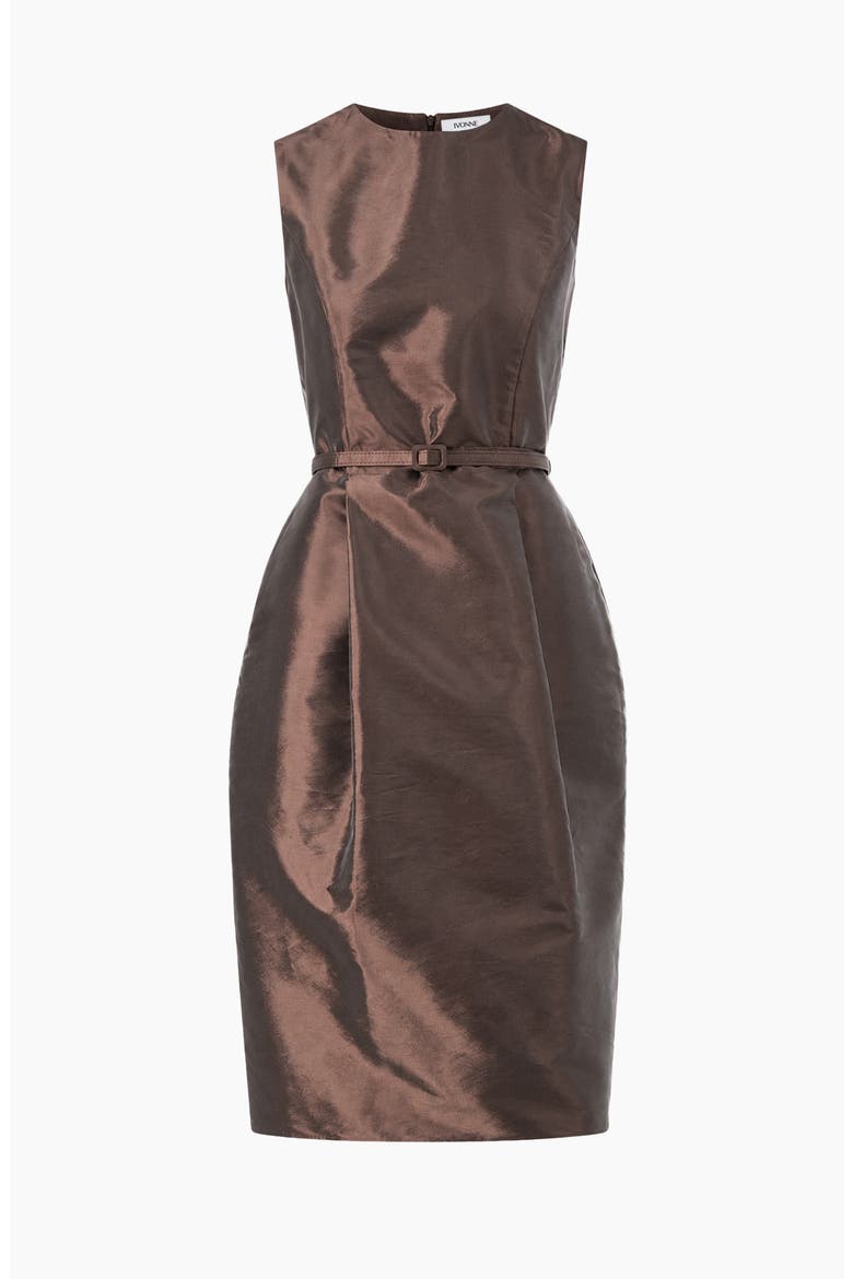 Draped Tulip-skirt Midi Dress, Alternate, color, Brown