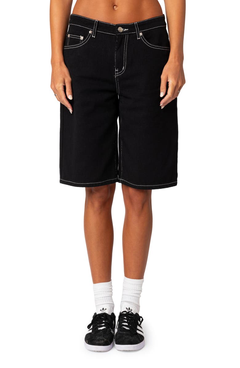 EDIKTED Neva Denim Bermuda Shorts, Main, color, 