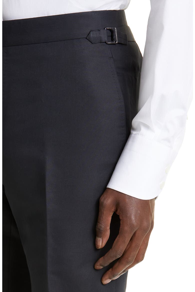 Shelton Cotton & Silk Poplin Tuxedo Pants, Alternate, color, BLACK