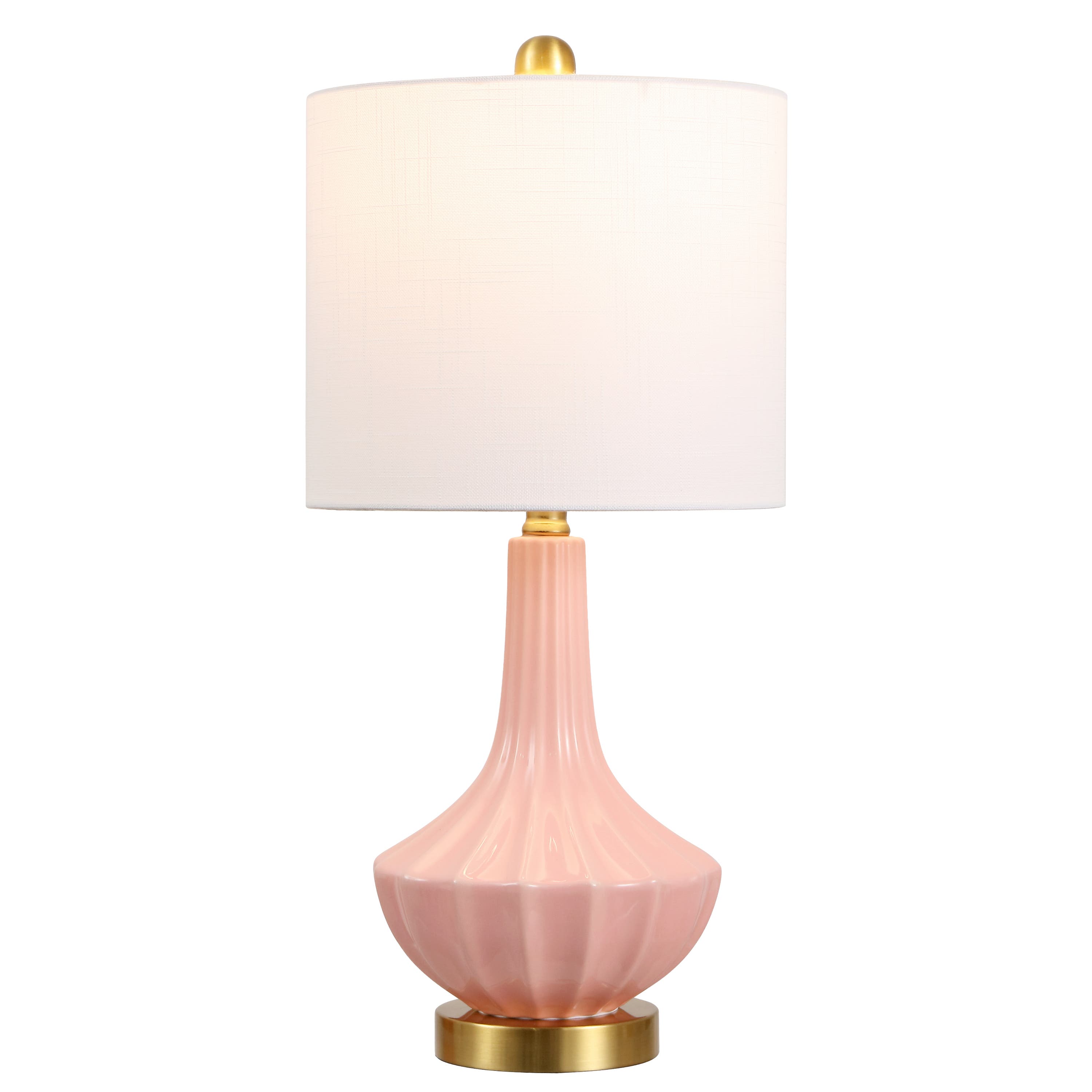 Jonathan Y Parker 21.5" Contemporary Traditional Ceramic/metal Gourd Led Table Lamp In Pink