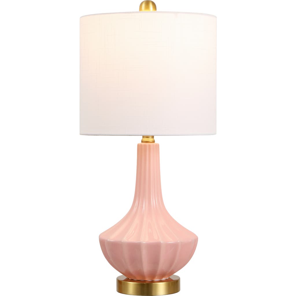 Jonathan Y Parker 21.5" Contemporary Traditional Ceramic/metal Gourd Led Table Lamp In Pink