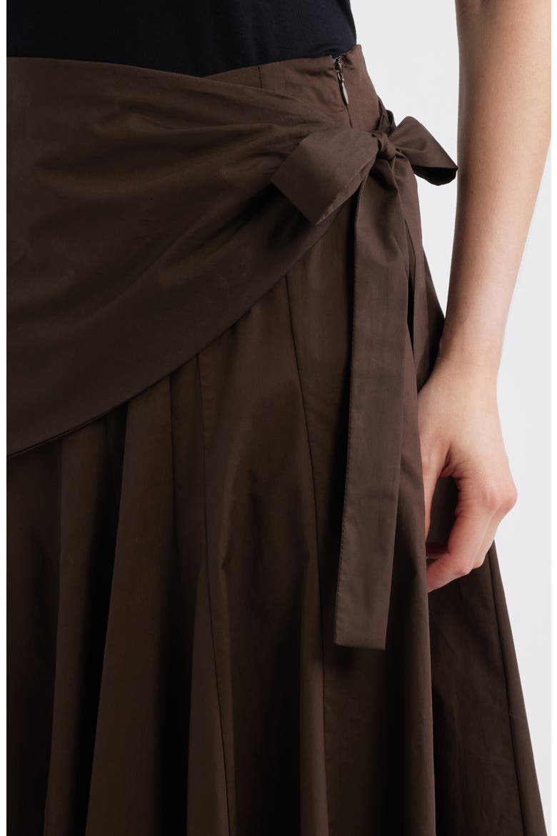 Falda Milos Faux Wrap Cotton Skirt, Alternate, color, CHOCOLATE