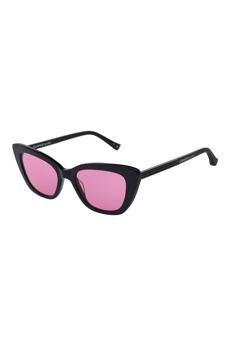 51mm Cat Eye Sunglasses, Alternate, color, GLOSS BLACK