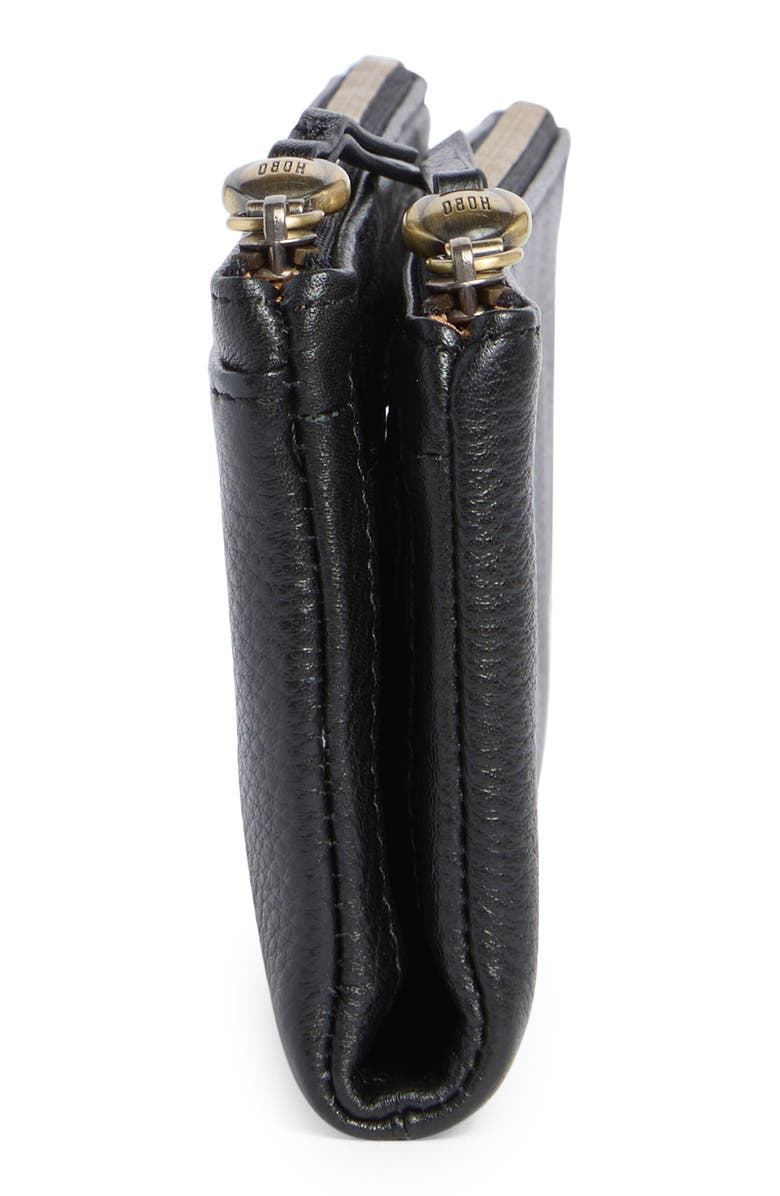 HOBO Keen Large Zip Top Leather Wallet, Alternate, color, Black