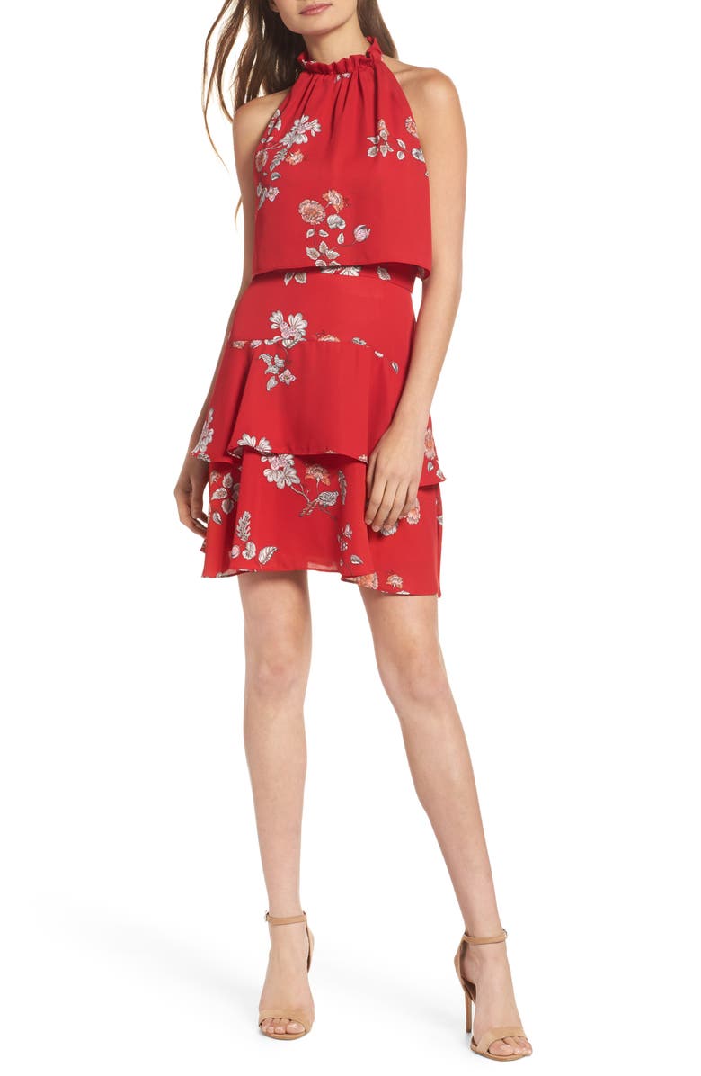 BB Dakota by Steve Madden BB Dakota Cadence Ruffle Halter Dress, Main, color, 