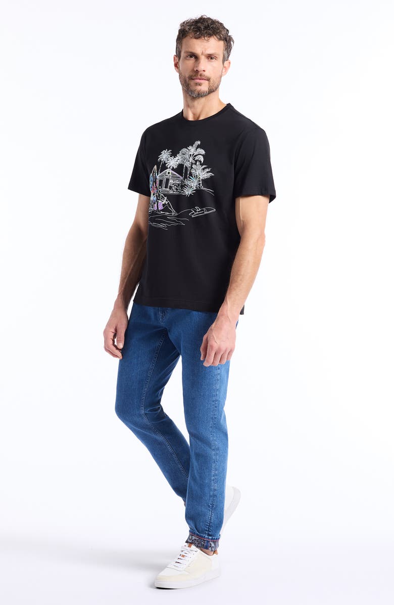 Robert Graham Beach House Graphic T-Shirt, Alternate, color, Black