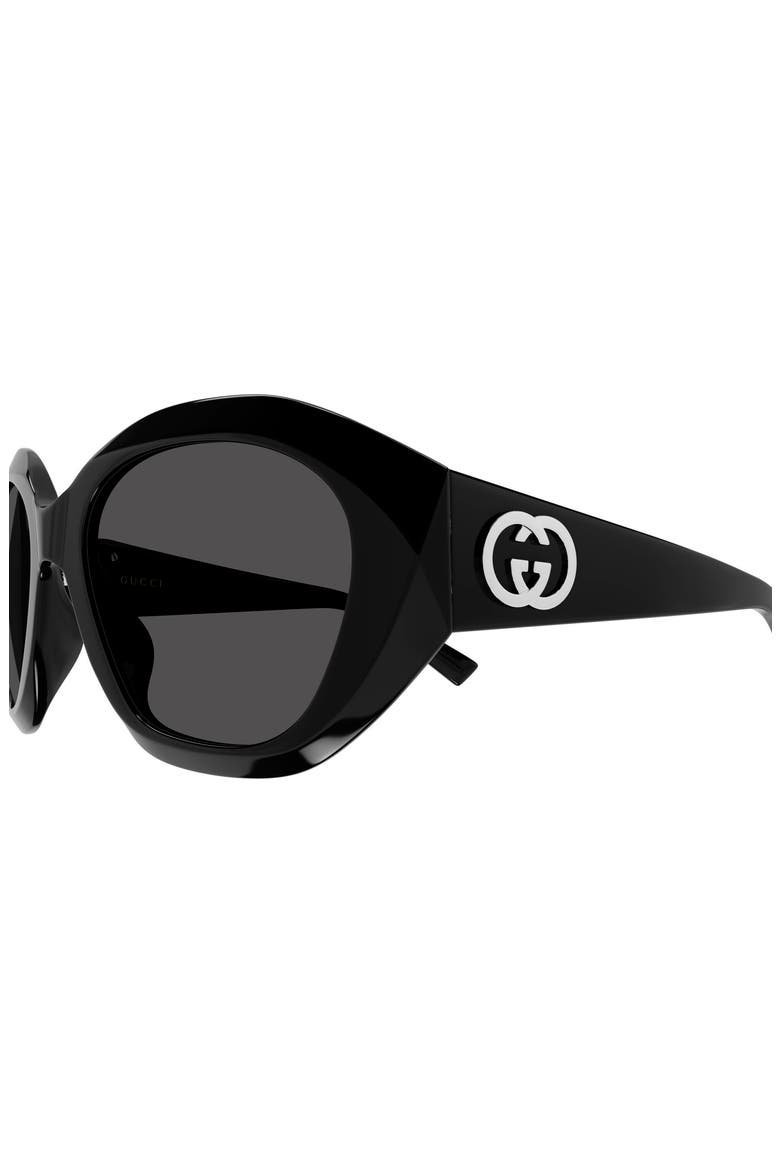GG2200S 56mm Geometric Sunglasses, Alternate, color, BLACK