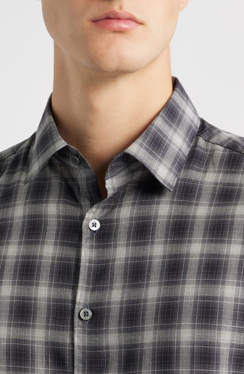 Canali Regular Fit Plaid Dress Shirt, Alternate, color, Black