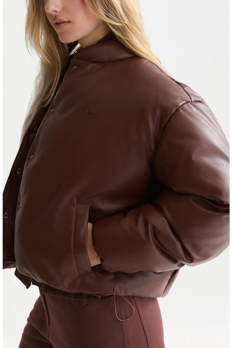 Faux Leather Short Jacket, Alternate, color, BITTER CHOCOLATE