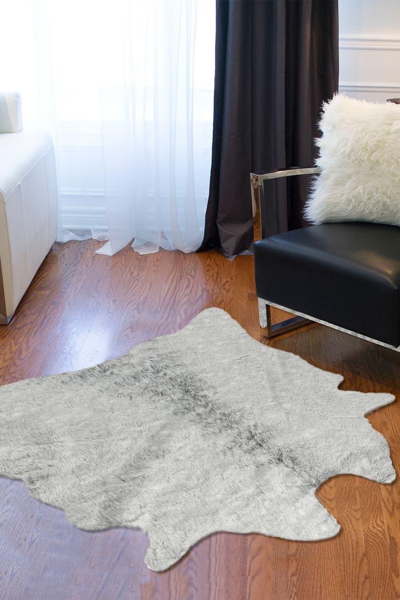 Grey Faux Cowhide Rug - 4.25 ft x 5ft, Alternate, color, GREY