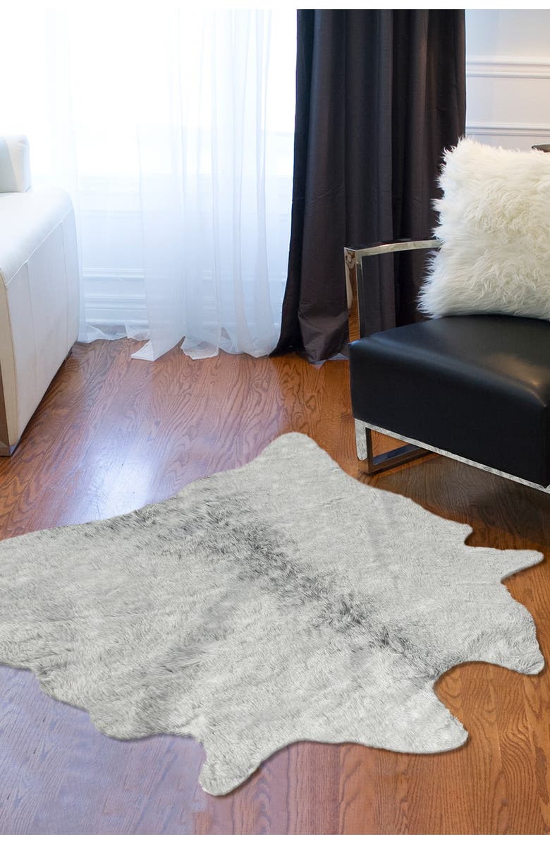 LUXE Grey Faux Cowhide Rug - 4.25 ft x 5ft, Alternate, color, 