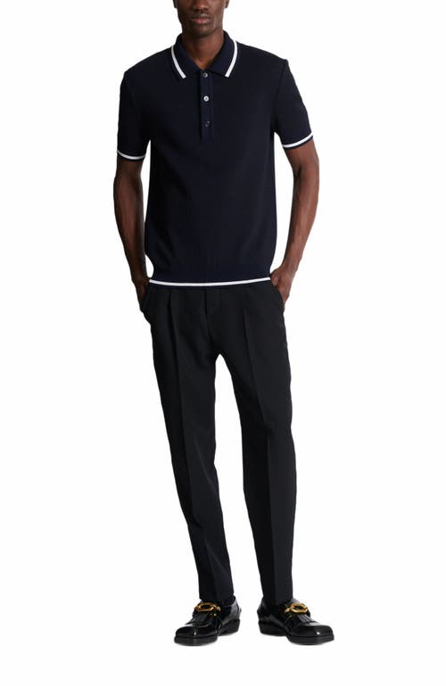 Shop Balmain Monogrammed Merino Wool Polo Shirt