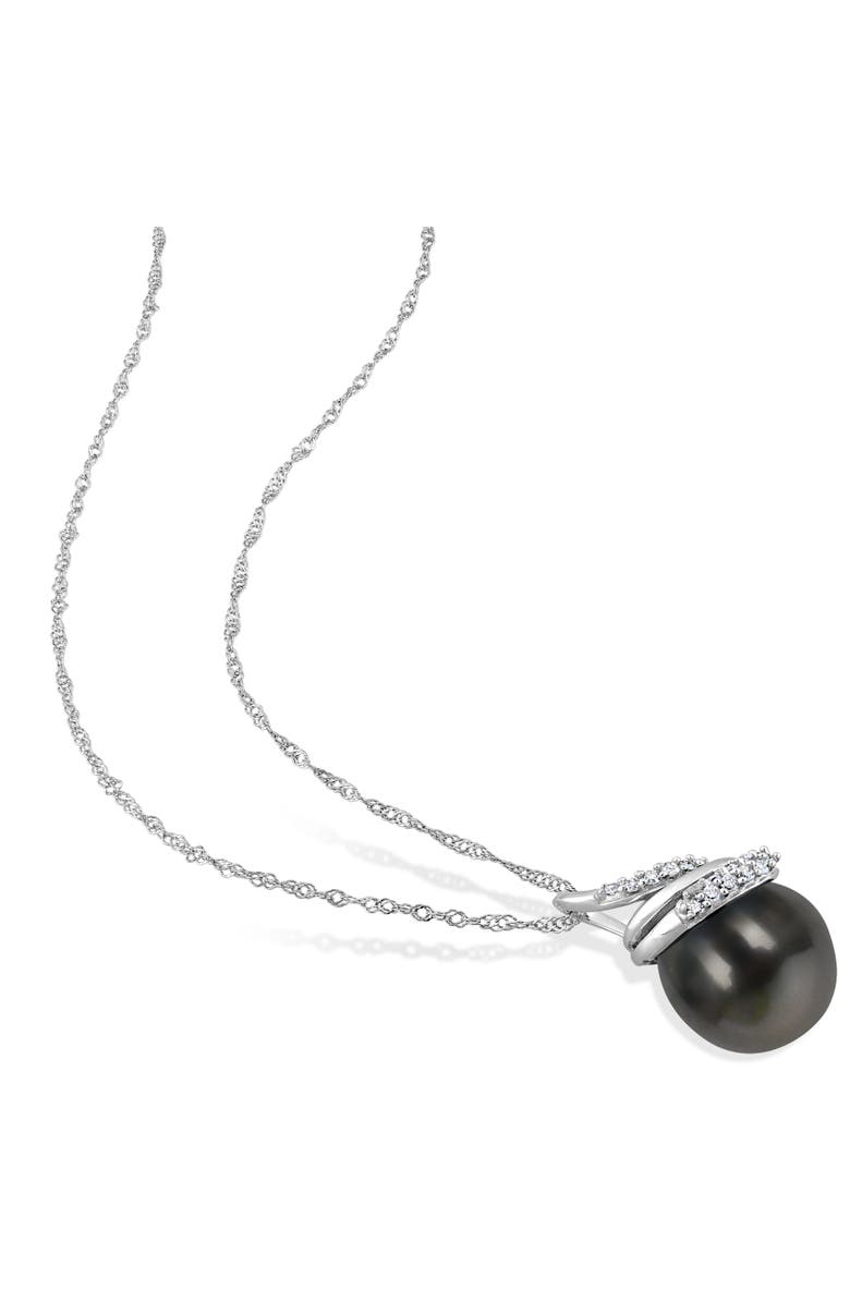 Julianna B. Cultured Pearl & Diamond Swirl Necklace, Alternate, color, Tahitian Pearl/14K White Gold