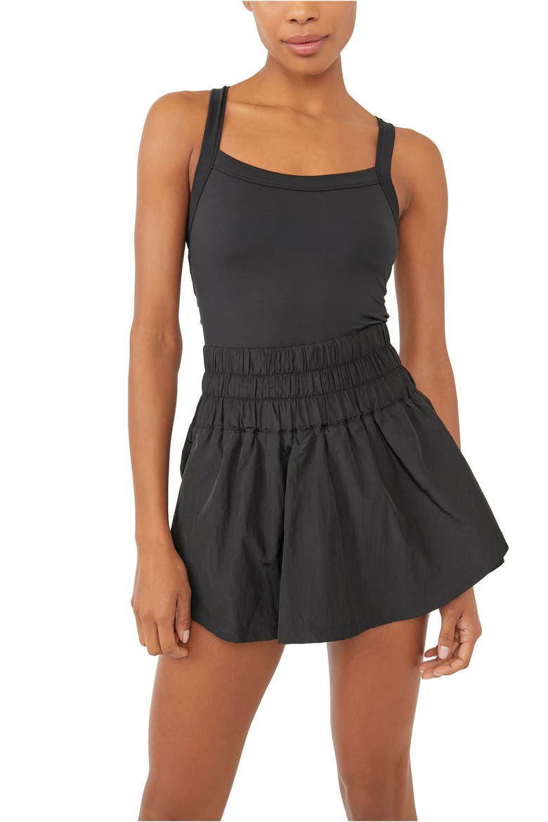 Way Home Skort Romper, Main, color, BLACK